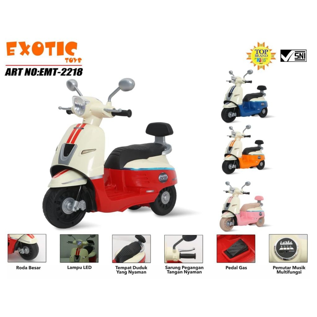 Motor Aki Exotic EMT 2218 Vespa Ban Besar Mainan Anak