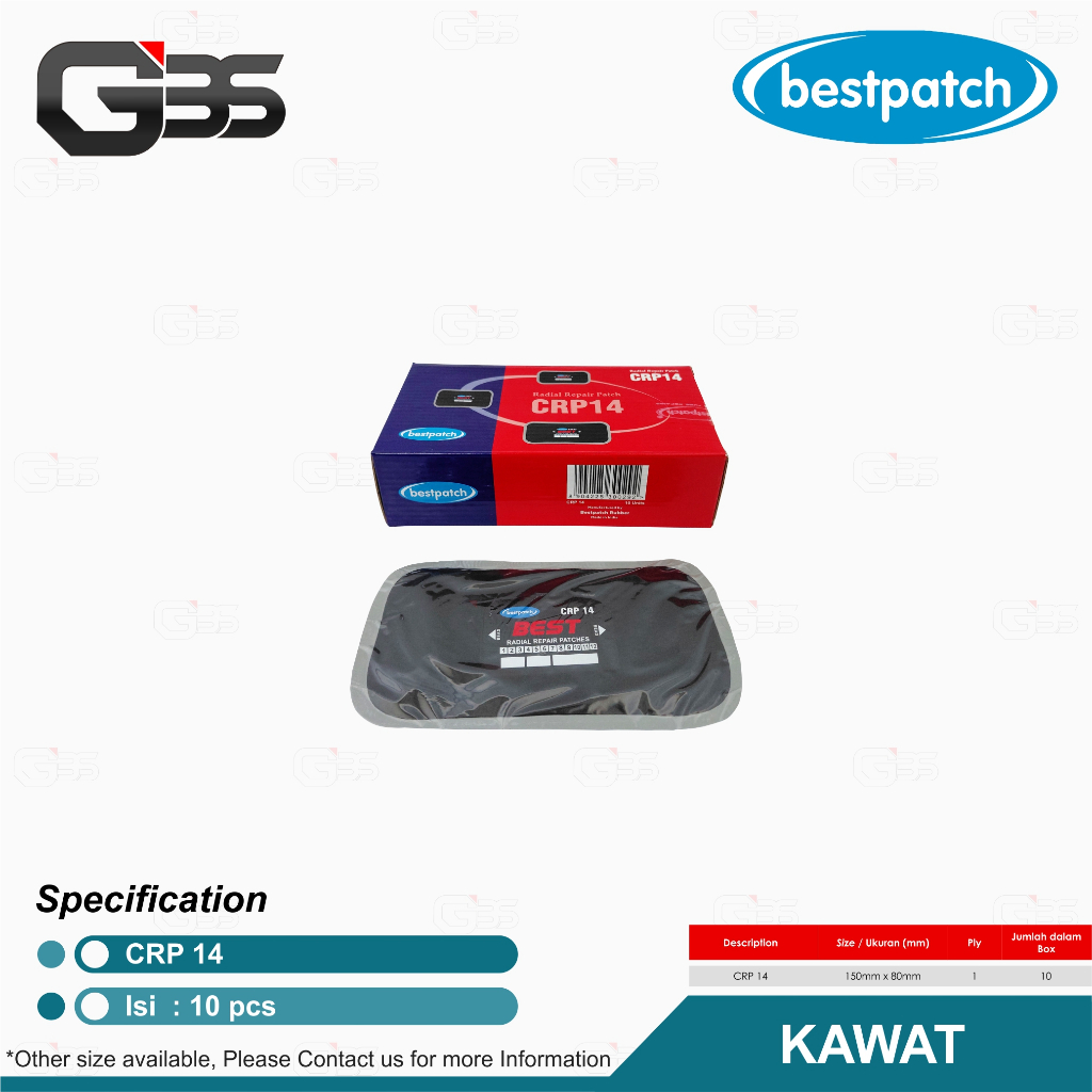 BESTPATCH CRP 14 - Karet Tambal Ban Tubeless Radial Bestpatch CRP14