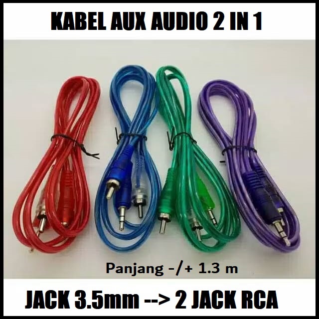kabel aux audio 2 in 1 jack 3.5mm to RCA 2 aux cable output speaker