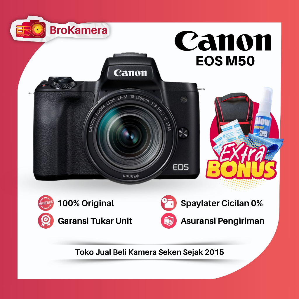 Mirrorless Canon M50 Lensa Kit - Bukan Canon EOS M6 A6000