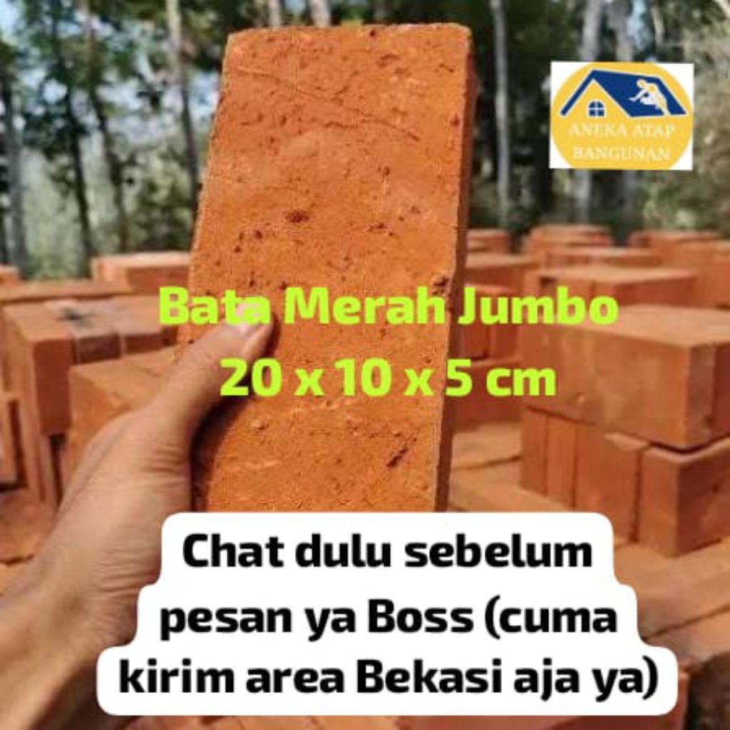 Batu Bata Merah Jumbo 20 x 10 x 5 cm (Bekasi)