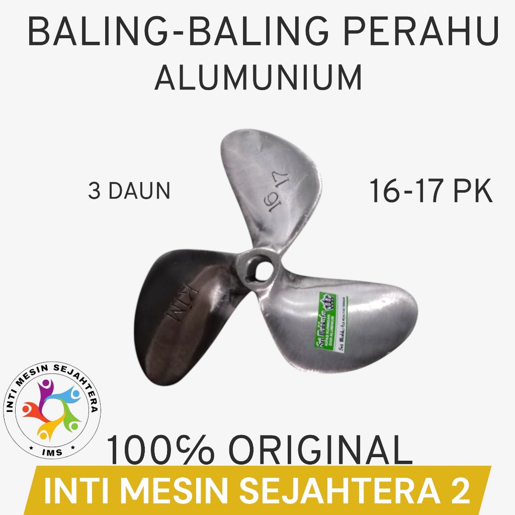 Baling Baling Alumunium 16-17PK kipas kapal perahu nelayan daun 3 propeller