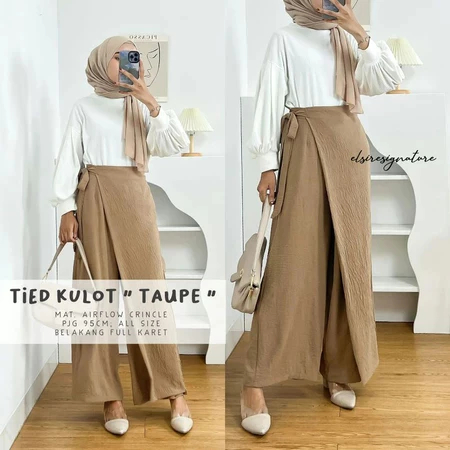 TIED KULOT ROK CELANA TAUPE MAGNOLIA CRINKLE AIRFLOW CELANA 2 IN 1 LOOK CELANA KEKINIAN