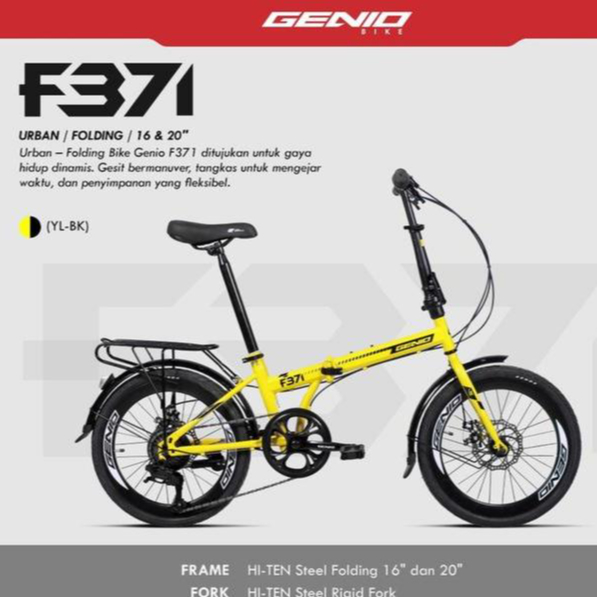 Folding Seli Sepeda Lipat Genio 16 inci F371 BY UNITED 7 Speed