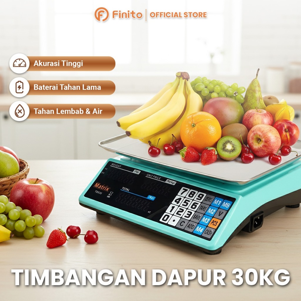 FINITO Timbangan Digital 30 KG(40kg) Matrix-TD030 dan FDS-30 Double Display Anti Air, Garansi 1Tahun