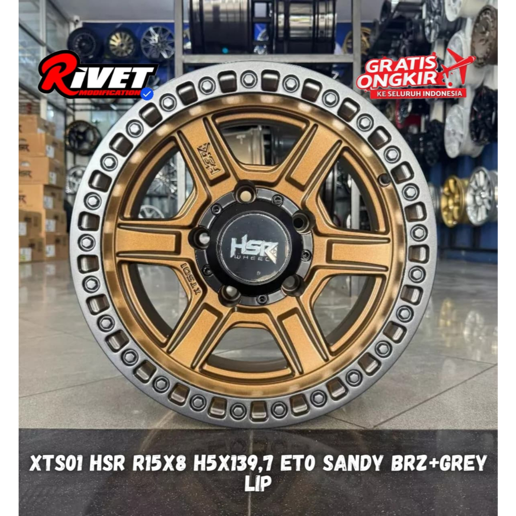 VELG MOBIL JIMNY ESCUDO TAFT FEROZA JEEP VITARA Dll PELEK HSR XTS01 RING 15 PCD 5X139,7 LEBAR 8 BRZ