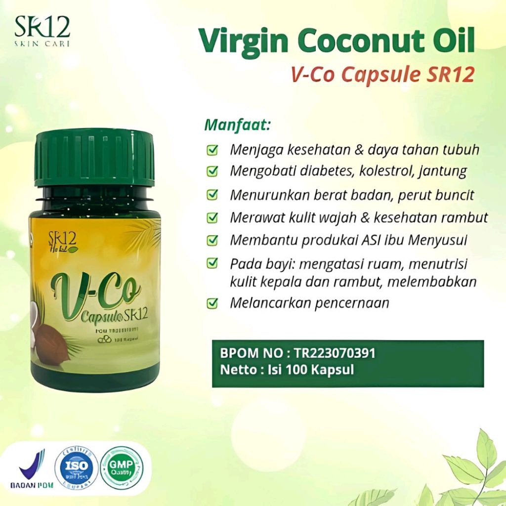 SR12 VCO Capsule Isi 100 Minyak Kelapa Murni Herbal Obat Asam Lambung Detox & Diet