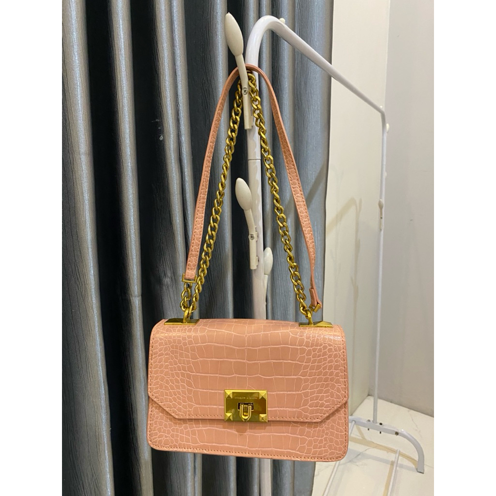 [PRELOVED] Shoulder Bag Sling Bag Croco Pink