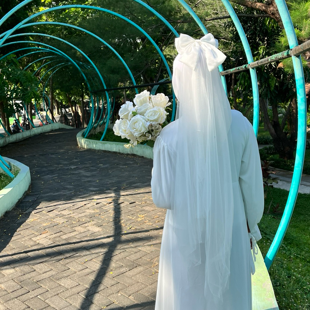 Pita tile preweding veil tille preweding hijab bride bow tuile bisa hijab dan non preweding hijab