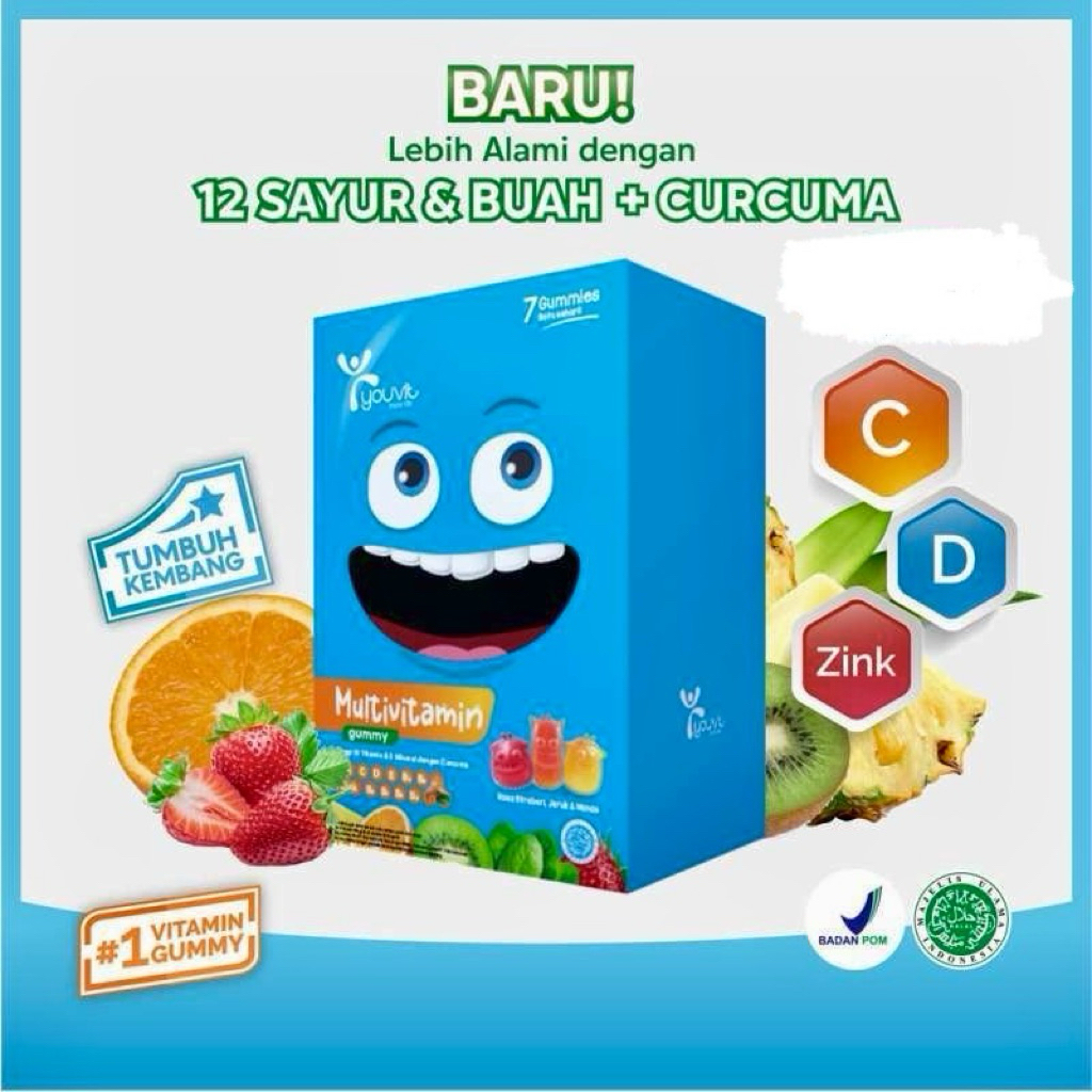 Youvit Multivitamin Anak Box 6 Sachet dengan Vit. C, D, Zink, Sayur & Buah