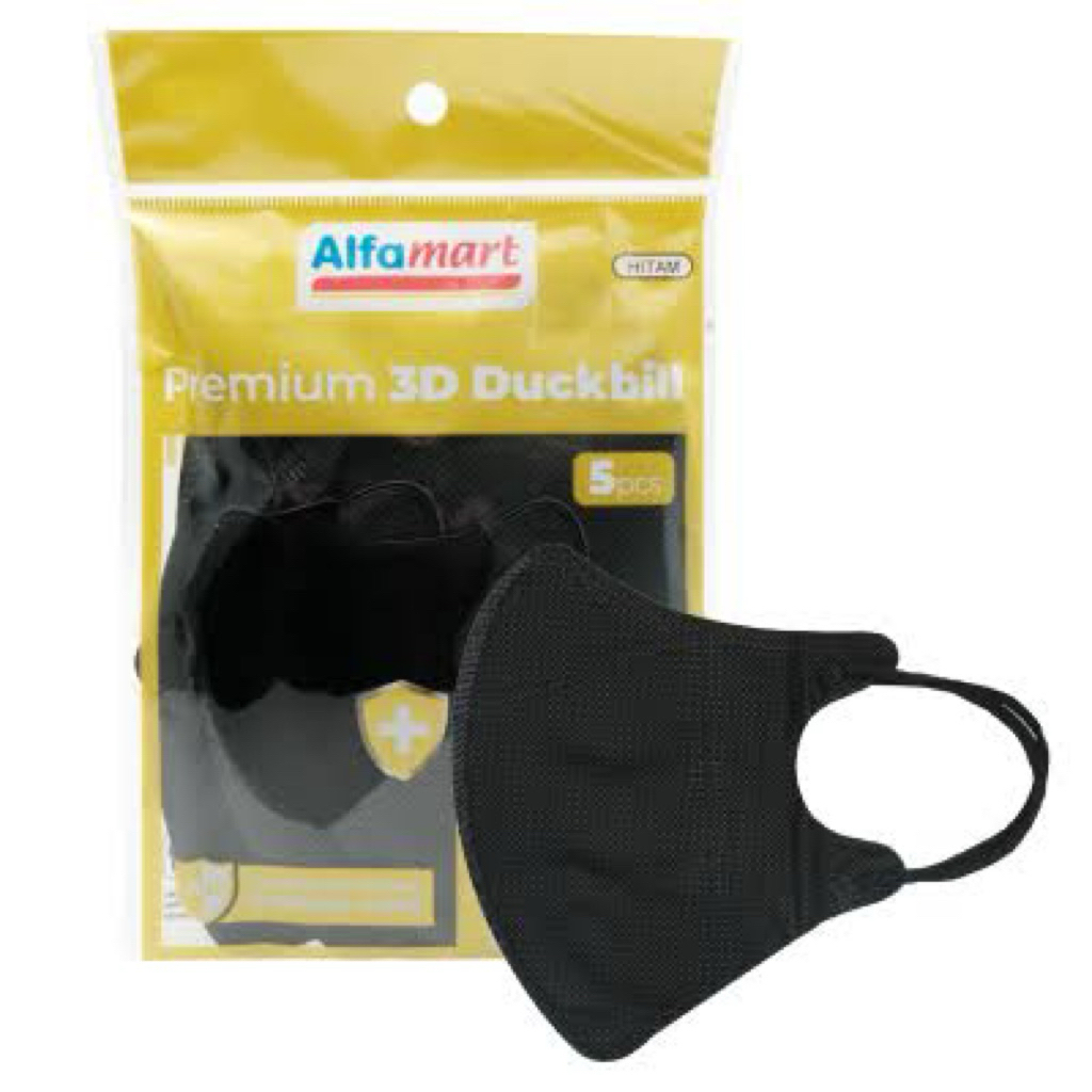 Alfamart Masker Dewasa 3D Duckbill Hitam Premium 5 pcs