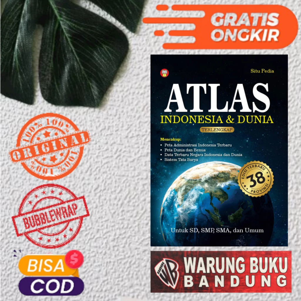 Buku Atlas Indonesia dan Dunia Terlengkap 38 Provinsi - Yrama Widya