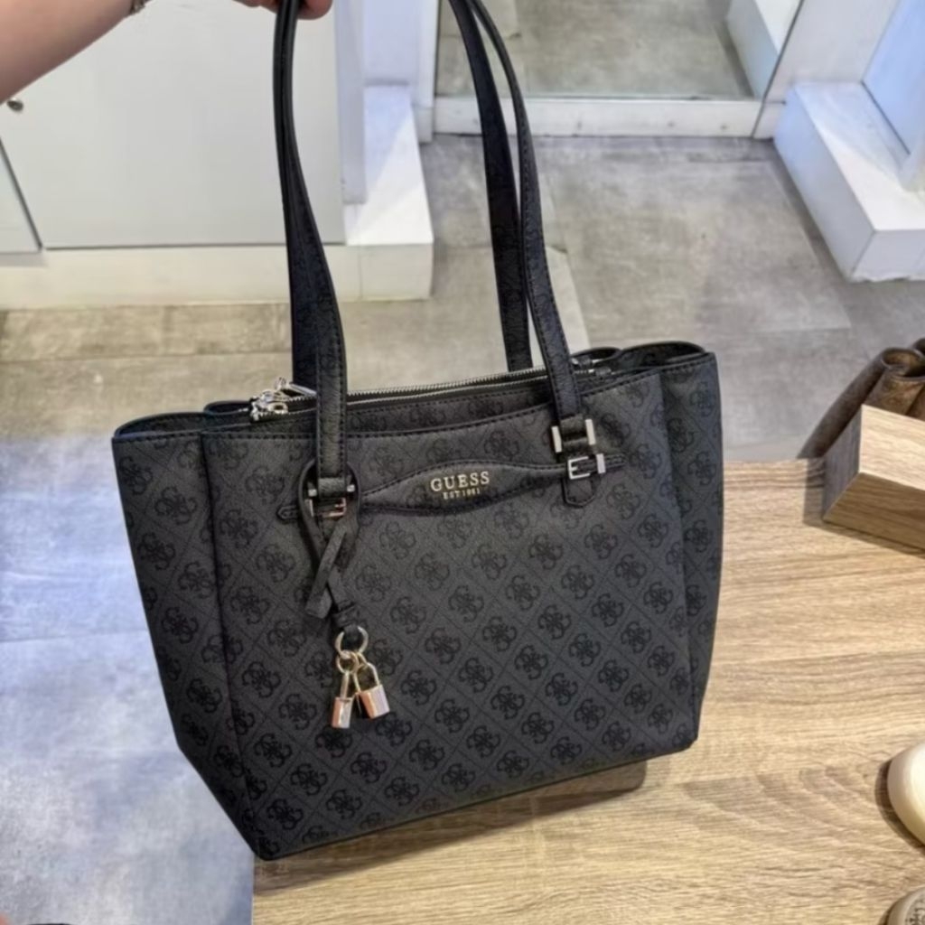 GUESS KATYA MULTI COMP TOTE BAG NEW BLACK