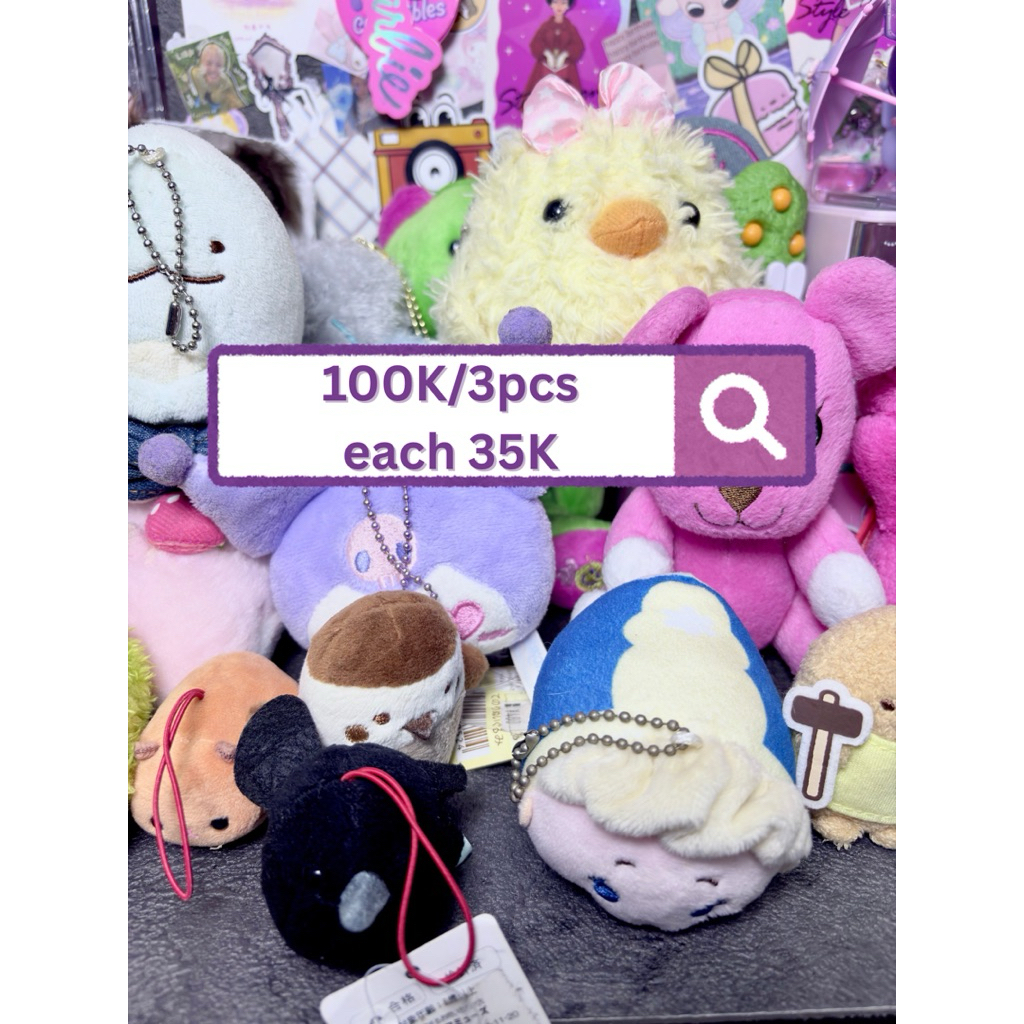 Plushie Ganci Keychain Loppy Peko Sumiko Kuromi Opanchu Amuse Amufun 35ribu Murah