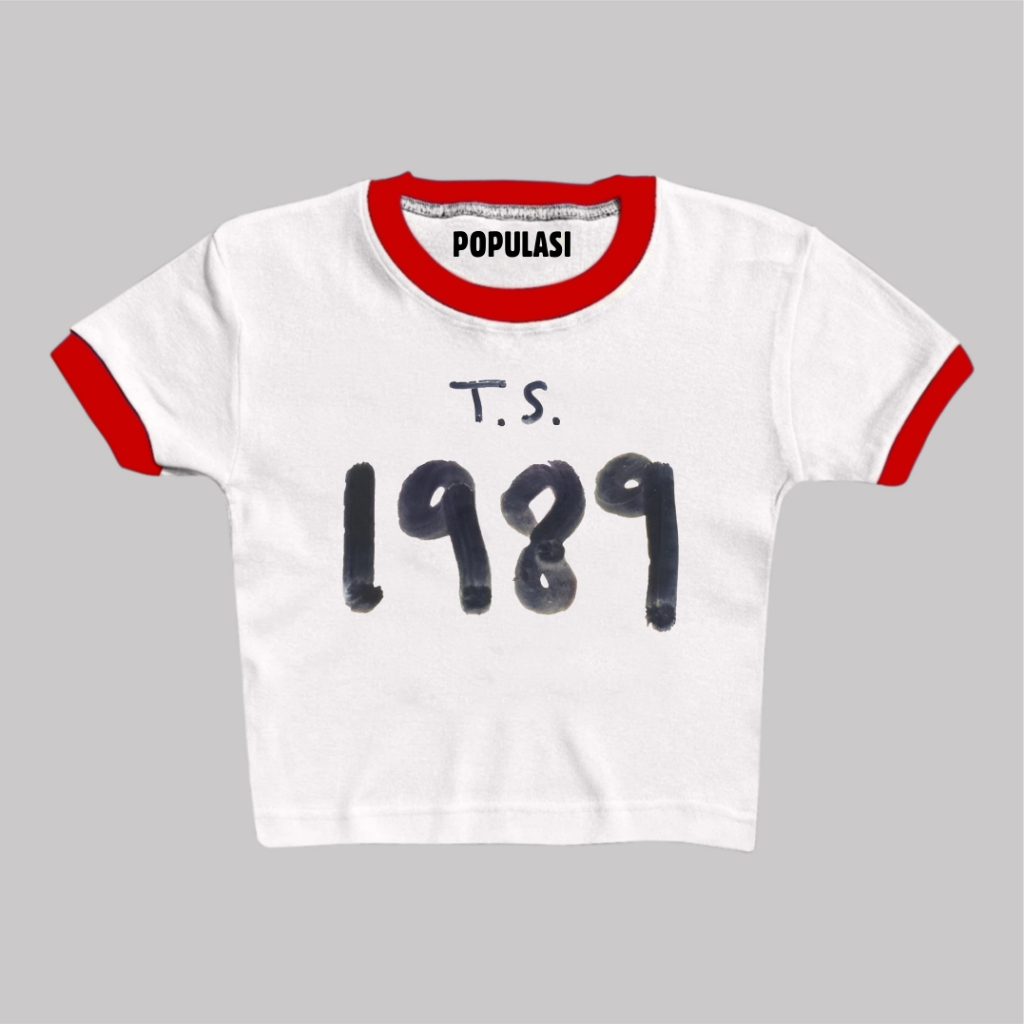 Populasi Crop top Kaos Crop Top Ringer Tee Wanita Lengan Pendek dengan Tulisan - Gaya Kasual top Rin