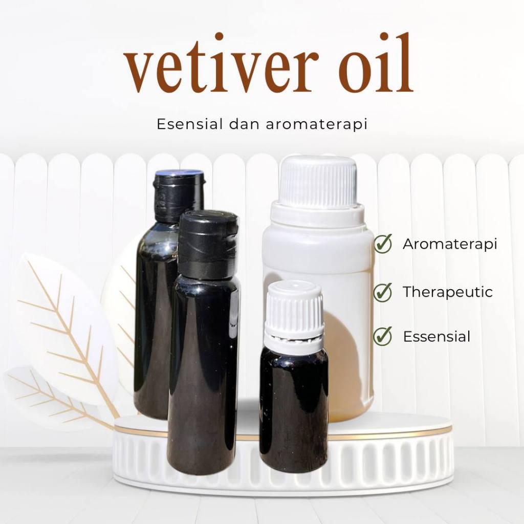 1 Liter Minyak Akar Wangi Essential Oil - Minyak Esensial Vetiver Aromaterapi