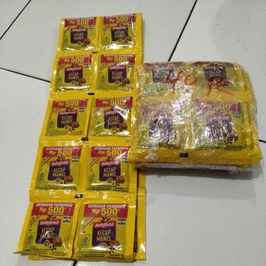 Indofood kecap manis sachet serenceng isi 10pc @18gr,dijual per4 renceng dapat 40 sachet