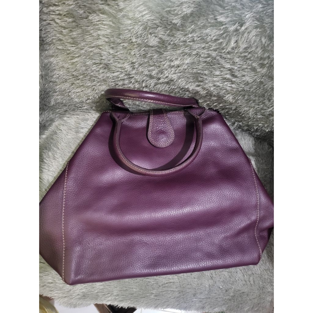 Tas Tenteng Kulit Asli Lilac Tua