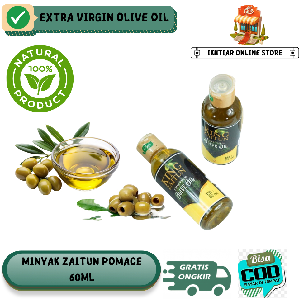 MINYAK ZAITUN KING POMACE ISI 60ML I MINYAK URUT ZAITUN I MINYAK MASAK ZAITUN I ZAITUN MURNI 100%