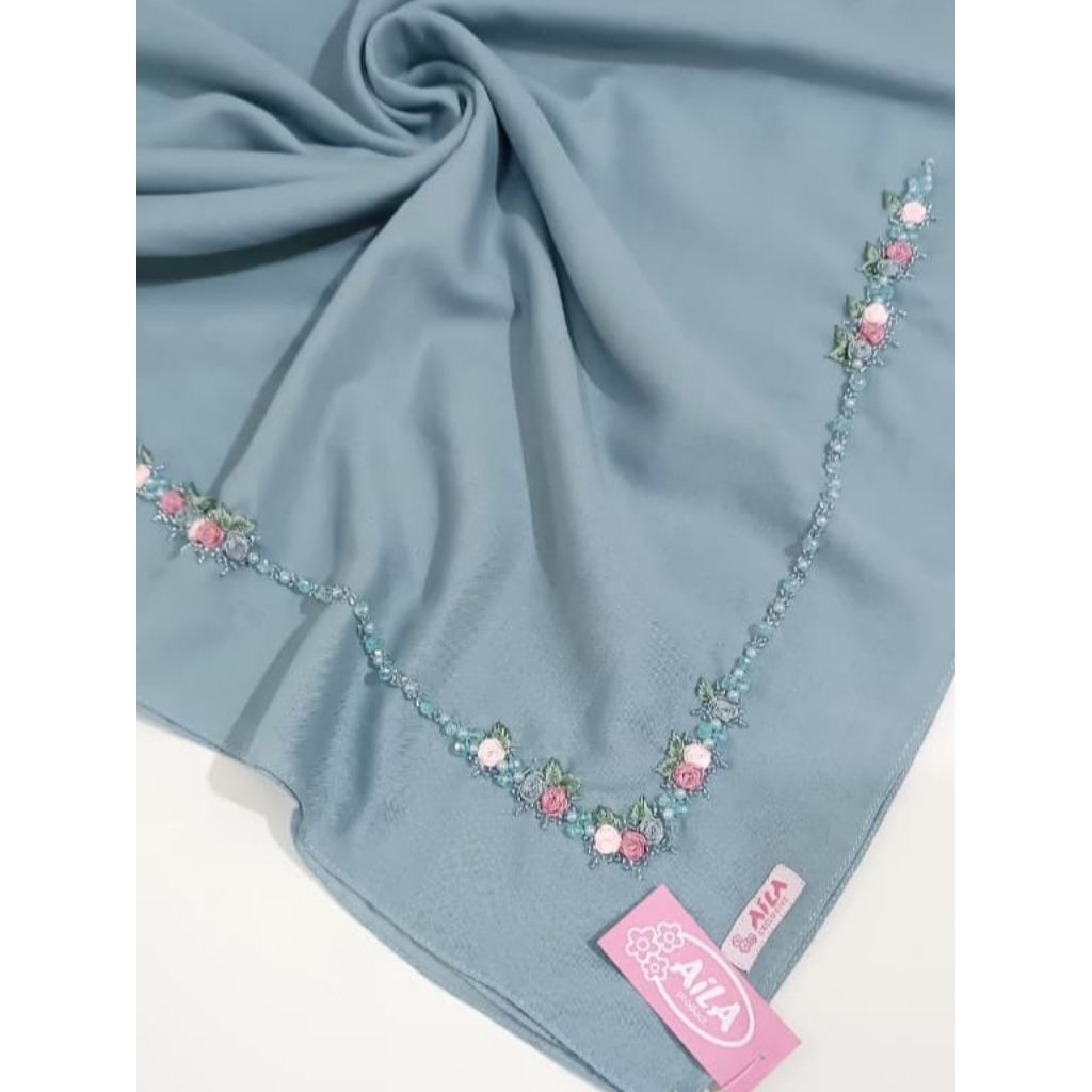 AiLA Product - Hijab Segi Empat ATHINA - Voal - Sulam Handmade