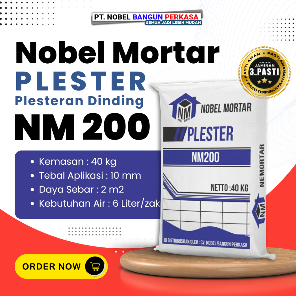 Semen Mortar "Nobel Mortar Plester 40kg NM 200" | Halus & Anti Retak