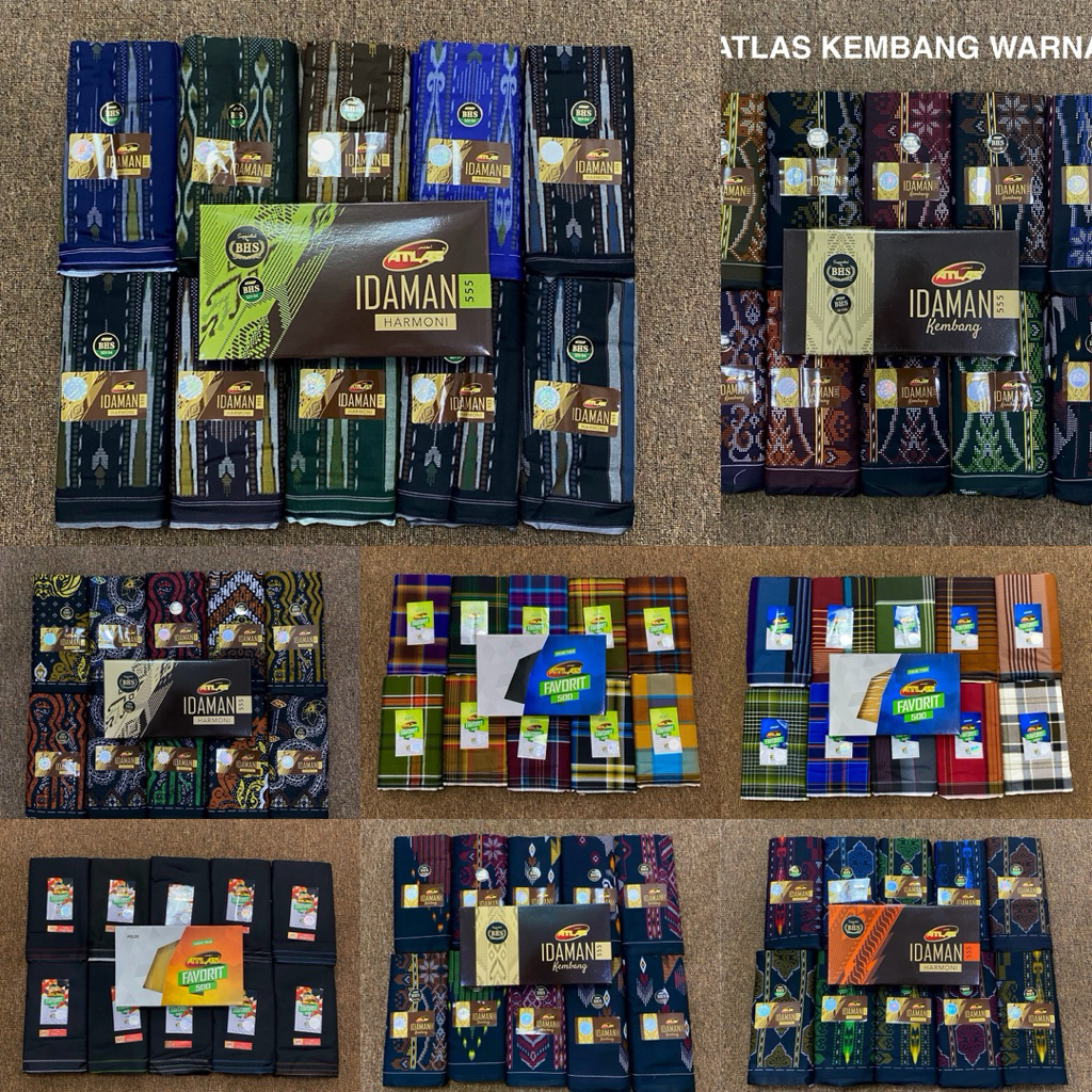 grosir 10 pcs sarung atlas idaman kembang harmoni series hitam dan warna