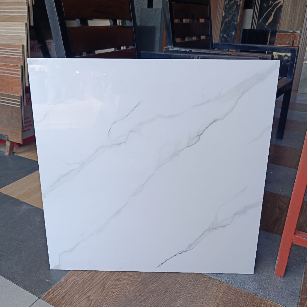 Granit lantai dinding 60x60 putih motif Luna white