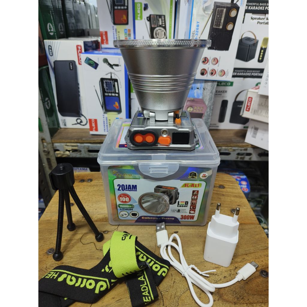 Senter Kepala JinLong 300W / JL-A11 Headlamp 300W Cahaya Putih Terang Tahan Air