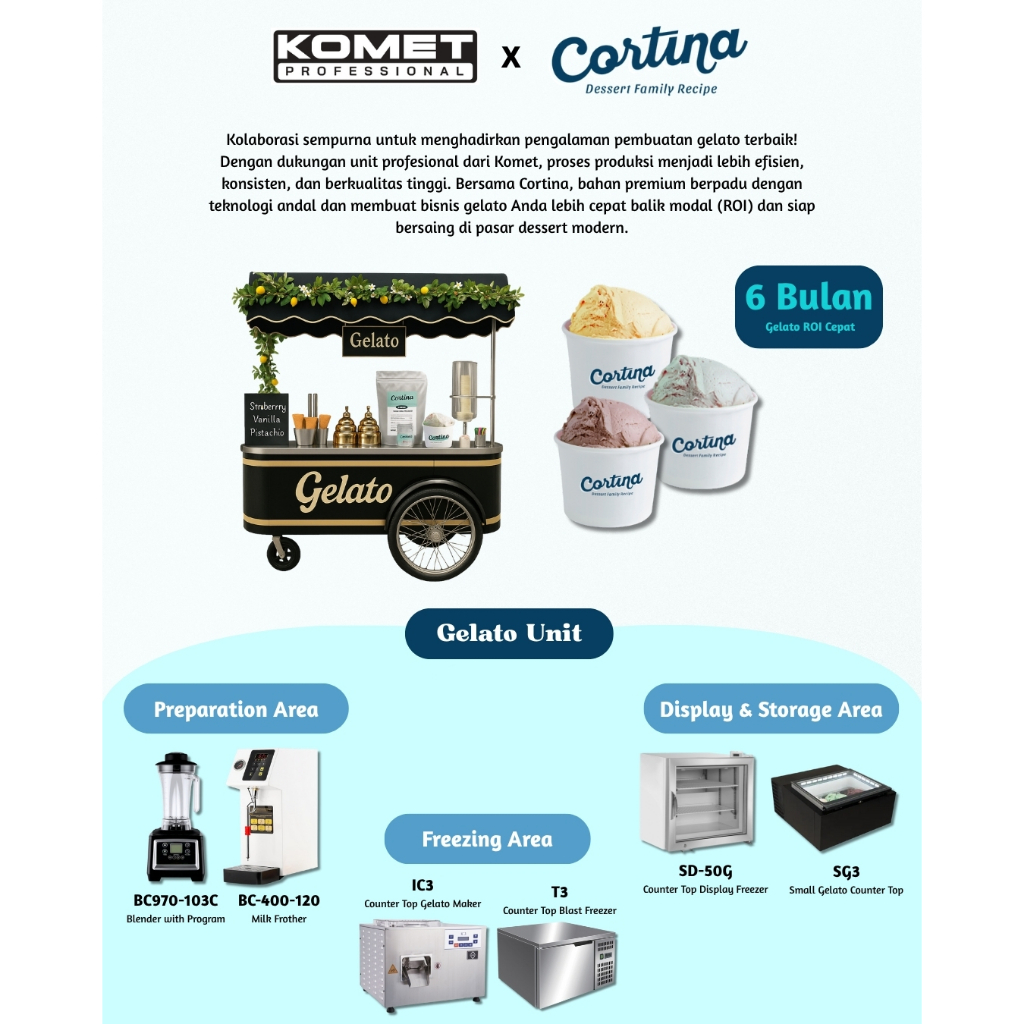 Gelato Line Basic KOMET Machine CORTINA Base