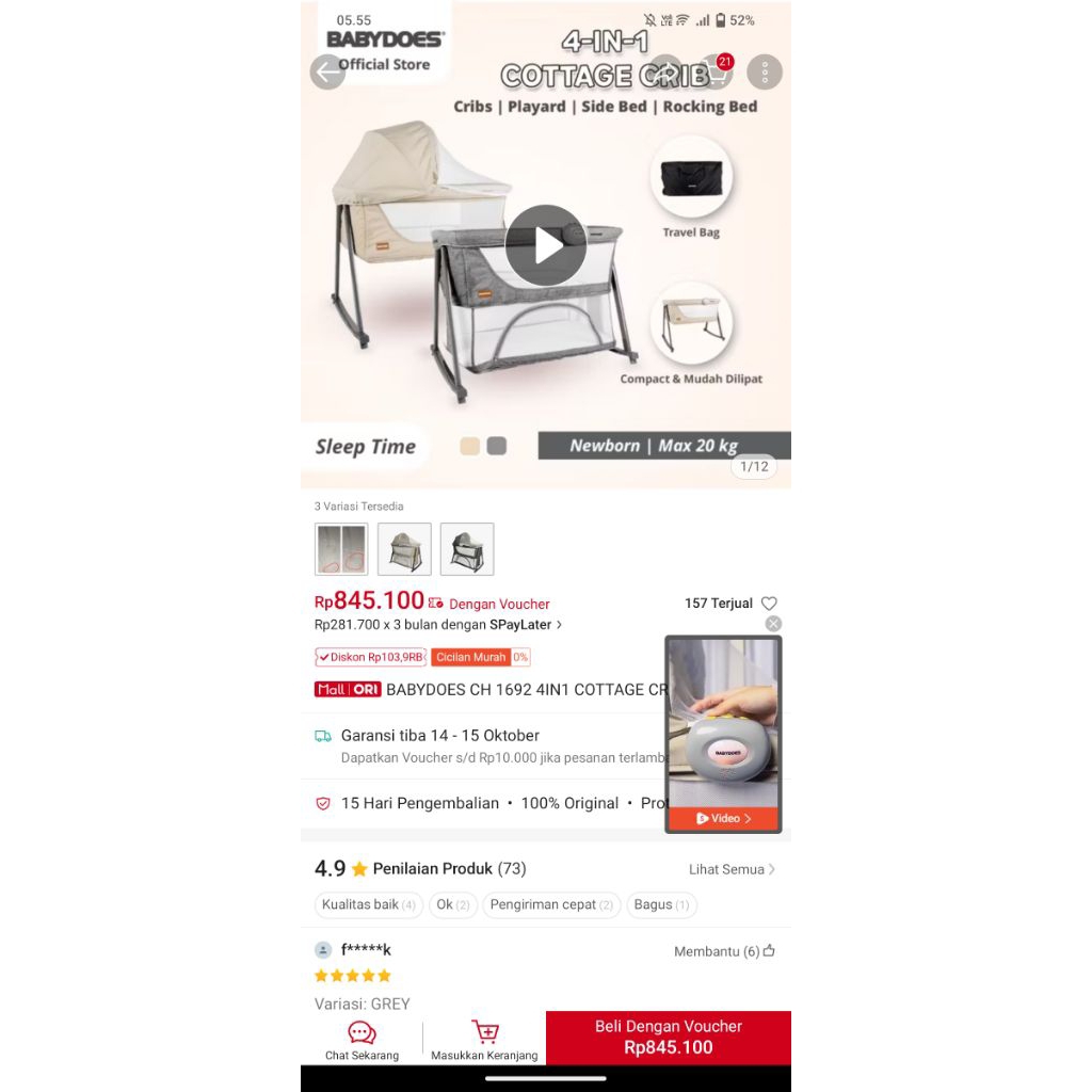 Box bayi tempat tidur bayi baby does preloved NEGO