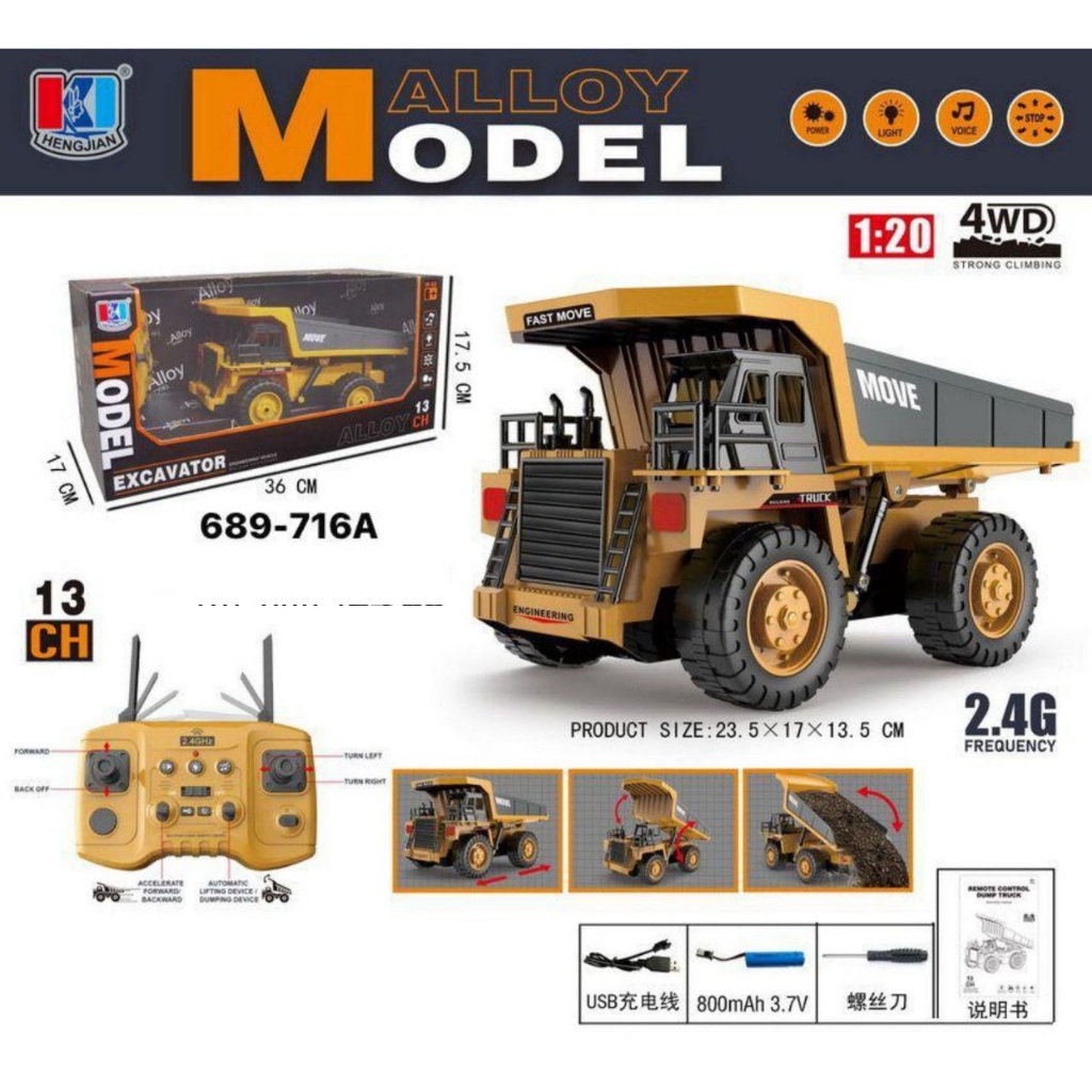 Mainan Mobil Remot Kontrol RC Dump Truck Power Neo Remot Cas Truk Pengankut Pasir