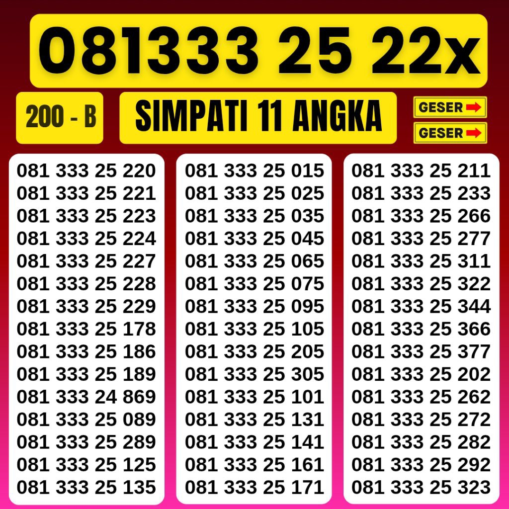 11 DIGIT SIMPATI TELKOMSEL BONUS 3GB KUOTA NOMOR CANTIK SIMPATI 4G & 5G TELKOMSEL NOMOR 333 KARTU PE