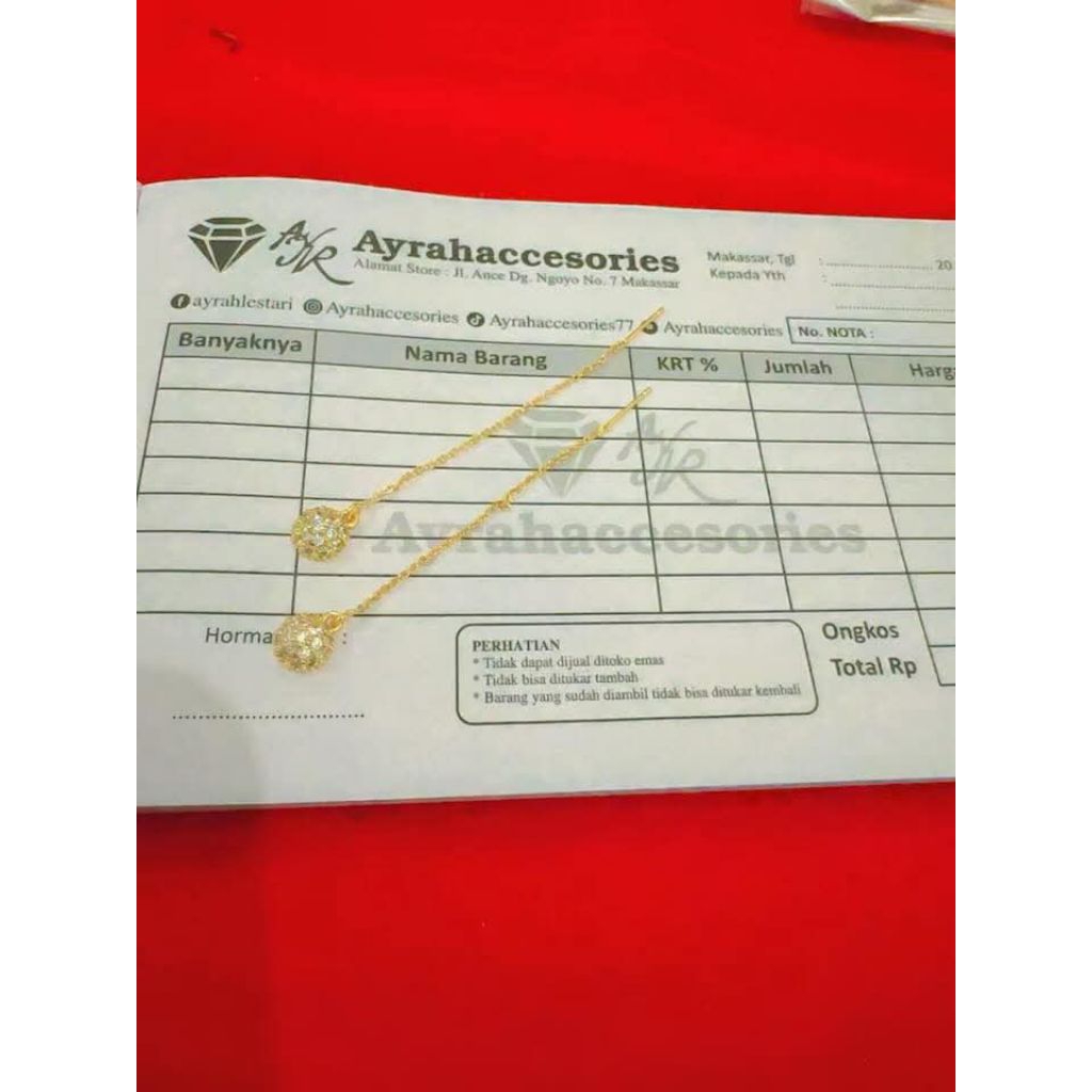 ayrahaccesories anting jarum bulat lapisan emas 24 k