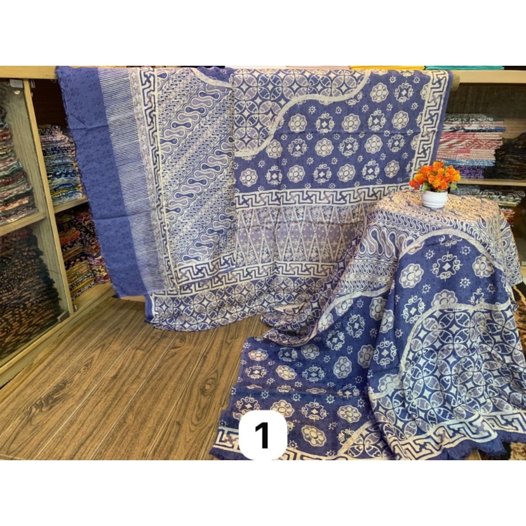 kain batik cirebon khas trusmi batik fariza viscose semi sutra viskos cap tulis sarimbit couple