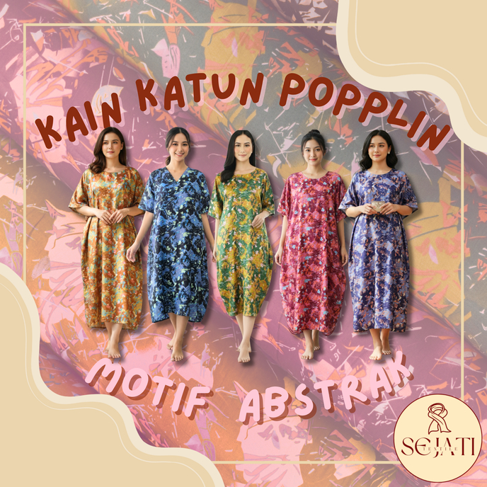 Kain Katun Poplin Motif Abstrak Cantik, Halus, dan Lembut Sejati Textile