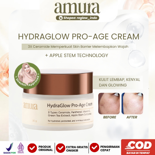 Amura HydraGlow Pro-Age Day Cream 3X Ceramide Memperkuat Skin Barrier Krim Melembapkan Wajah
