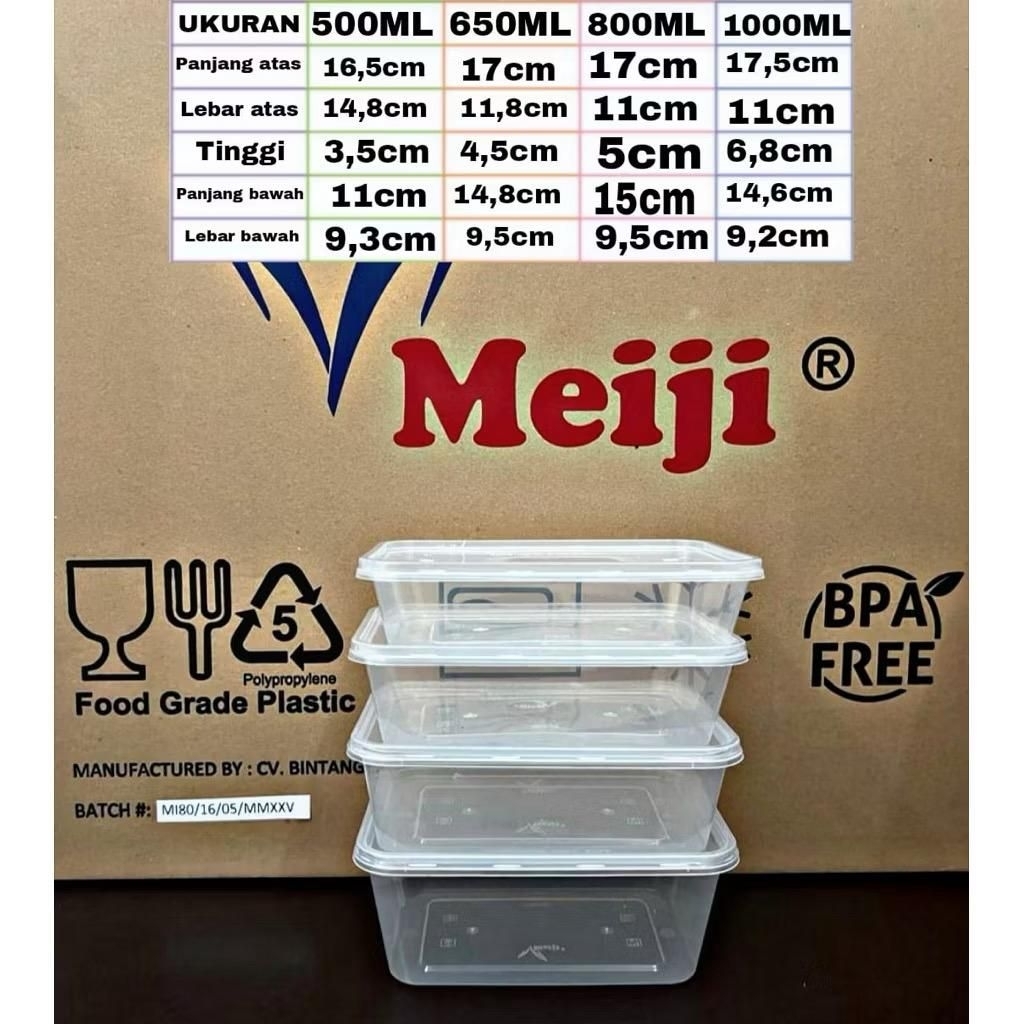 [DUS] Thinwall rectangular 500ml, 800ml, 100ml / kotak makan / thinwall persegi panjang