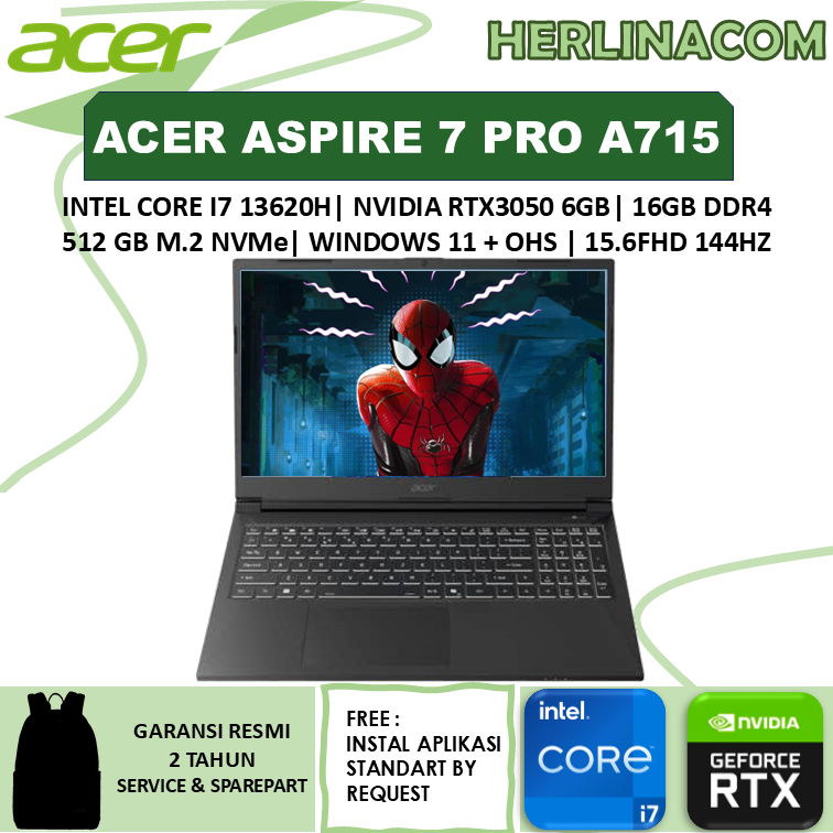 Acer Aspire 7 Pro Gaming A715 I7 13620H RTX3050 6Gb 16Gb/512Gb