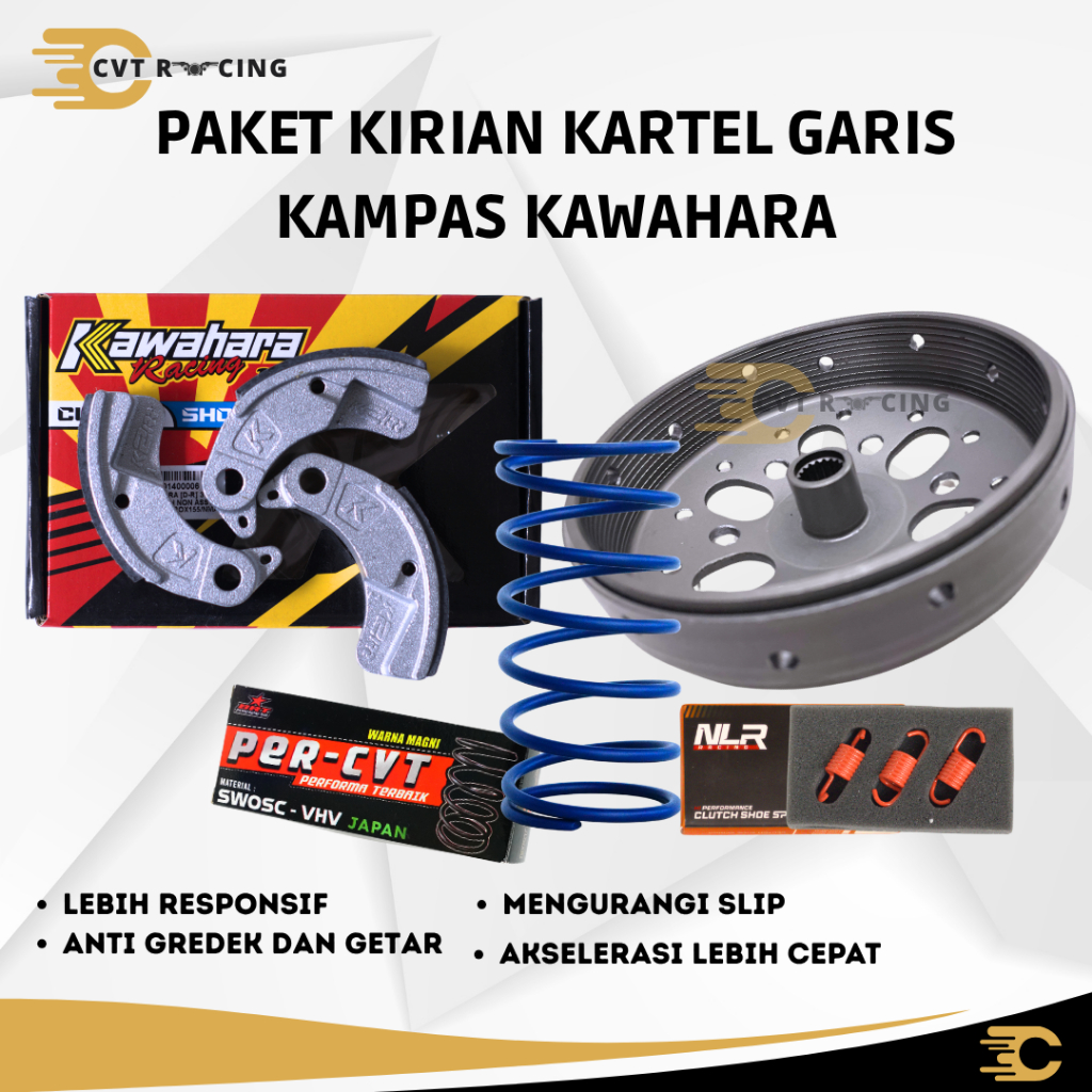 Paket Kirian NMAX / Aerox / Lexi – Mangkok Ganda Kartel Garis + Kampas Kawahara + Per CVT BRT + Per 