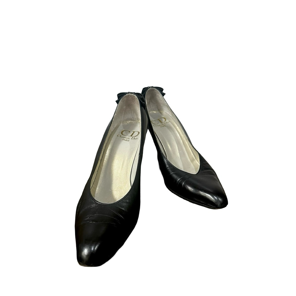 Christian Dior Black Leather Ribbon Heels EU36 ORIGINAL preloved