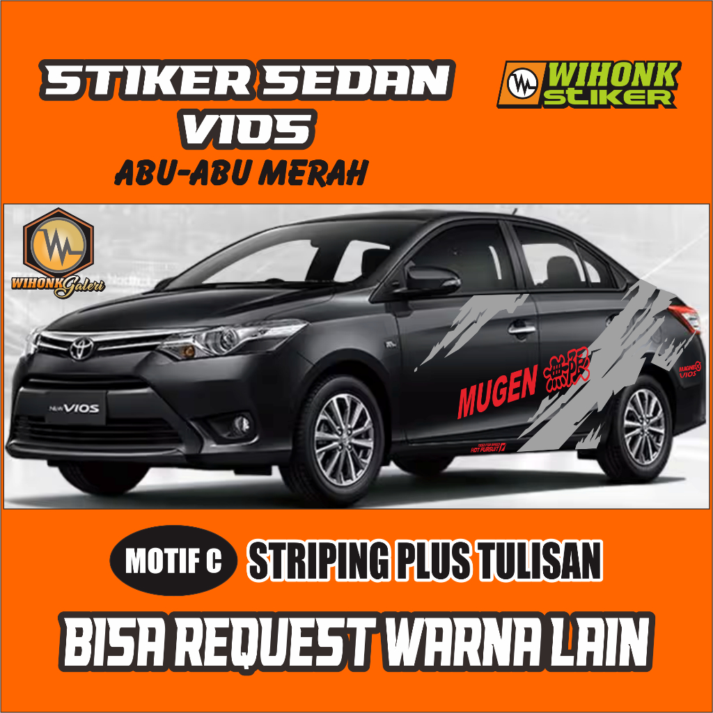 STIKER SEDAN VIOS STRIPING KEREN CUTTING STICKER MOTIF
