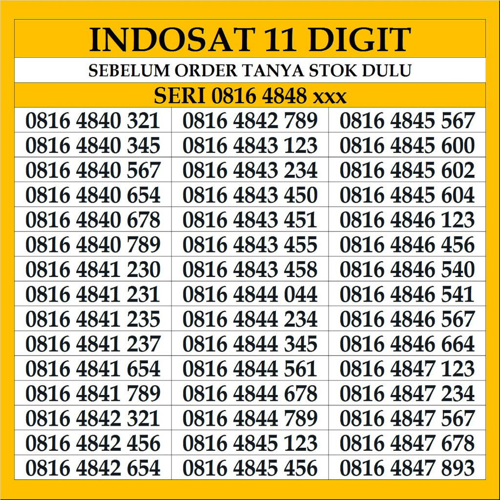 Nomor Cantik Indosat Im3 Ooredoo 11 Digit Kartu Perdana Prabayar 10