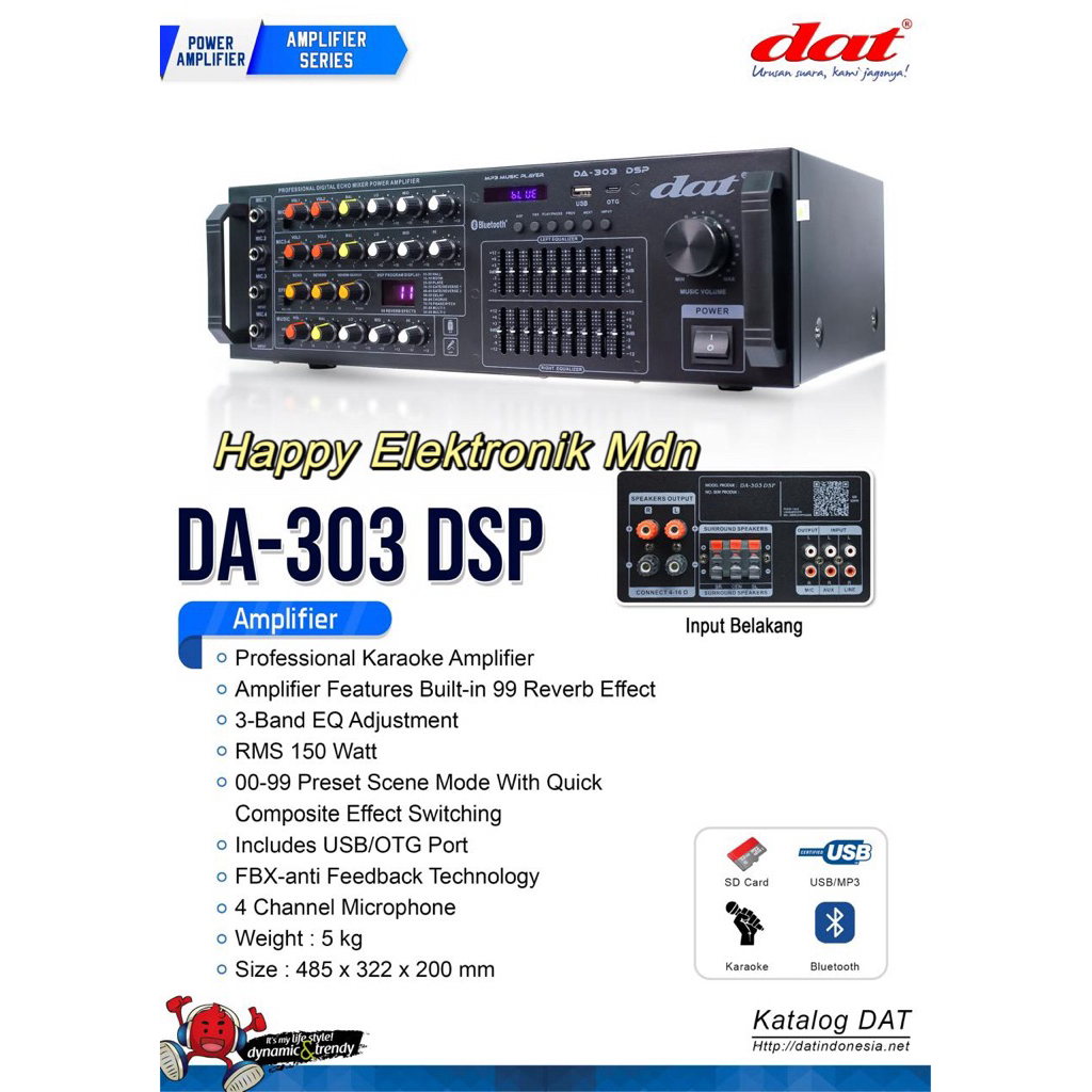 DAT AMPLI DAT DA303 DSP AMPLIFIER DAT DA 303 DSP AMPLIFIER DAT EQUALIZER DAT AMPLI MIXING DAT POWER 