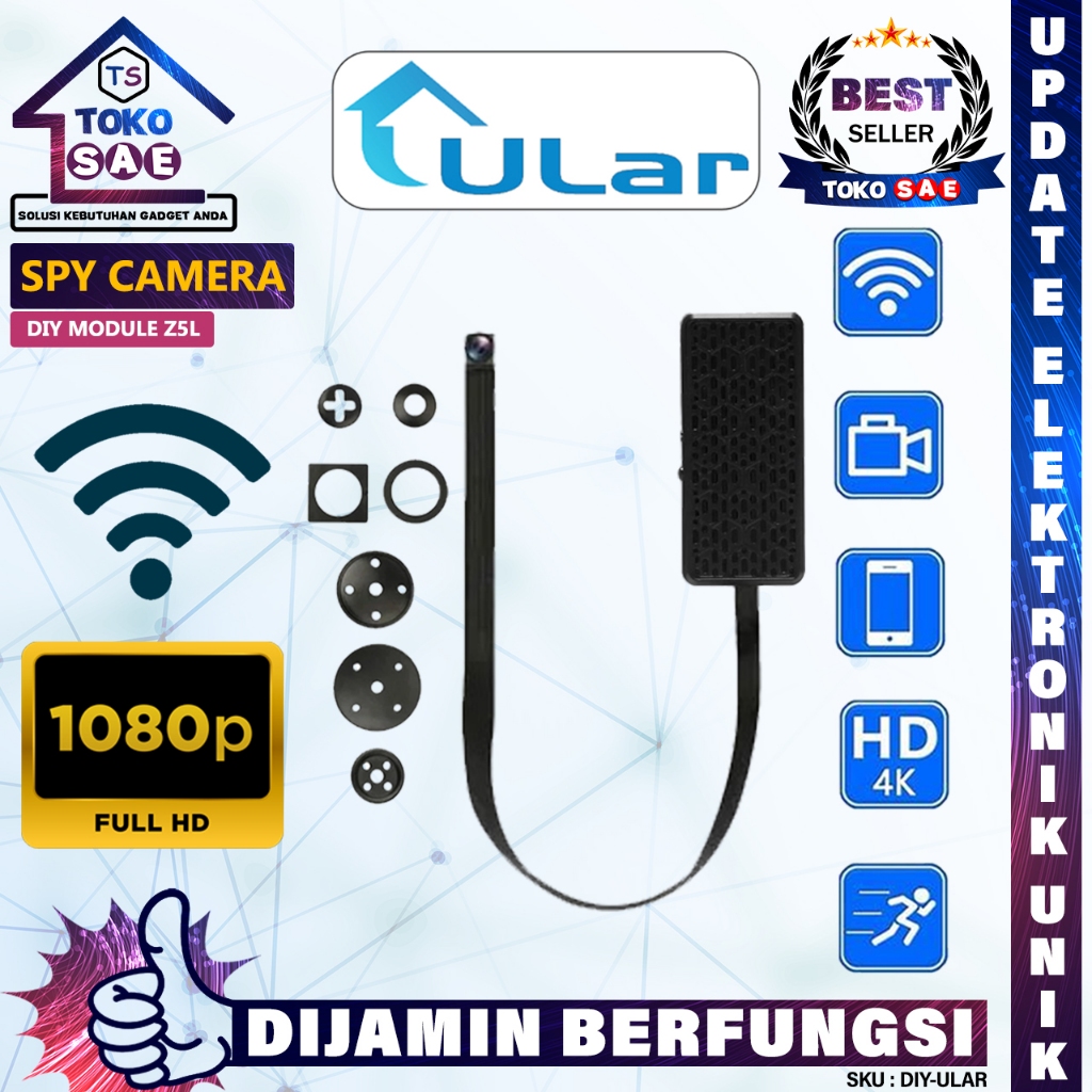TOKOSAE Kamera Mini DIYULAR WiFi Full HD 1080P Spy Camera Mata Mata Tersembunyi Kecil Pengawasan Rum