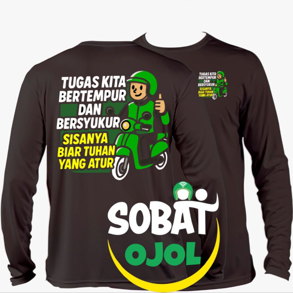 KAOS OJOL MOTIVASI UNIK PRIA WANITA UNISEK HITAM LENGAN PENDEK LENGAN PANJANG