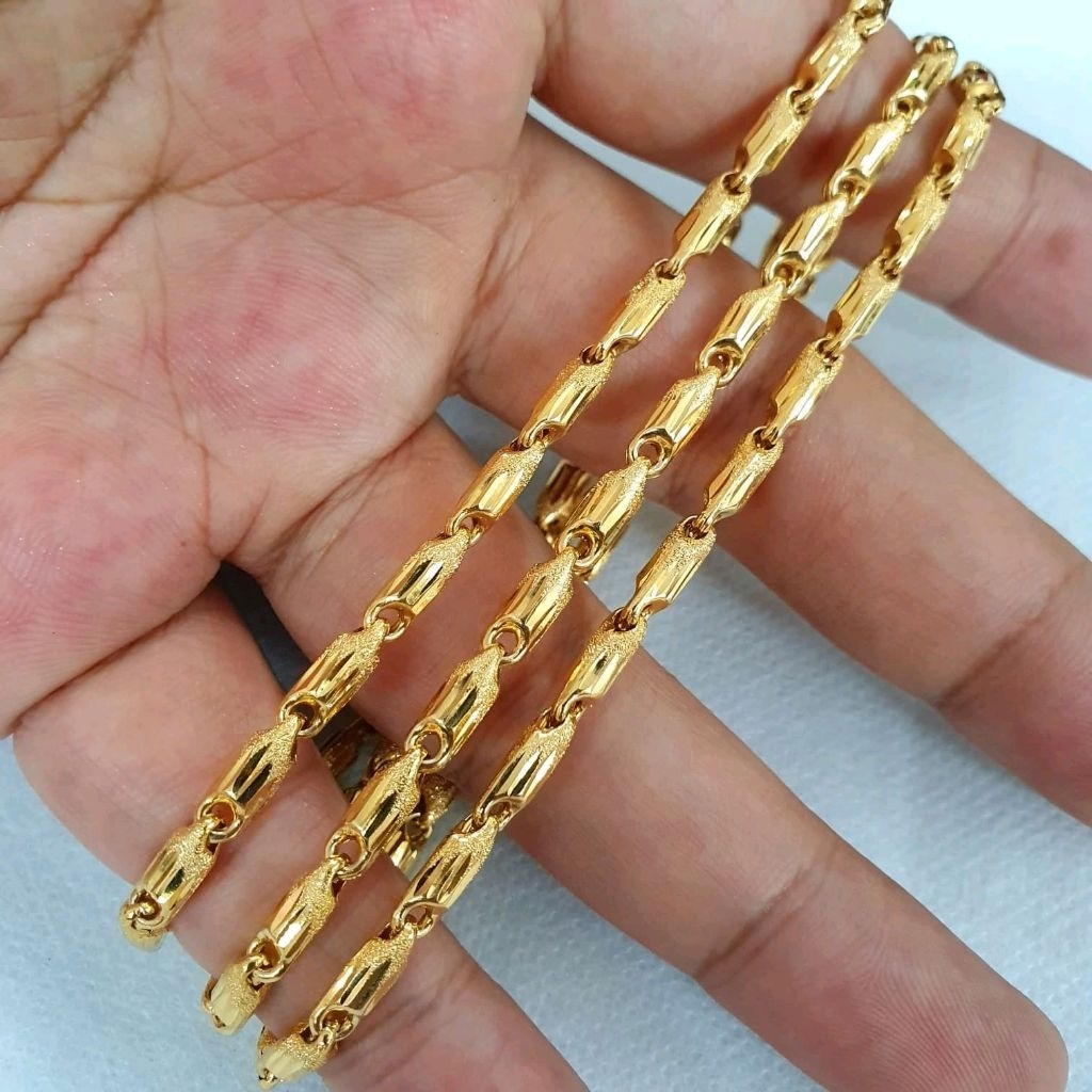 kalung model pipa rantai medan panjang emas 70% 700 70 % 16k