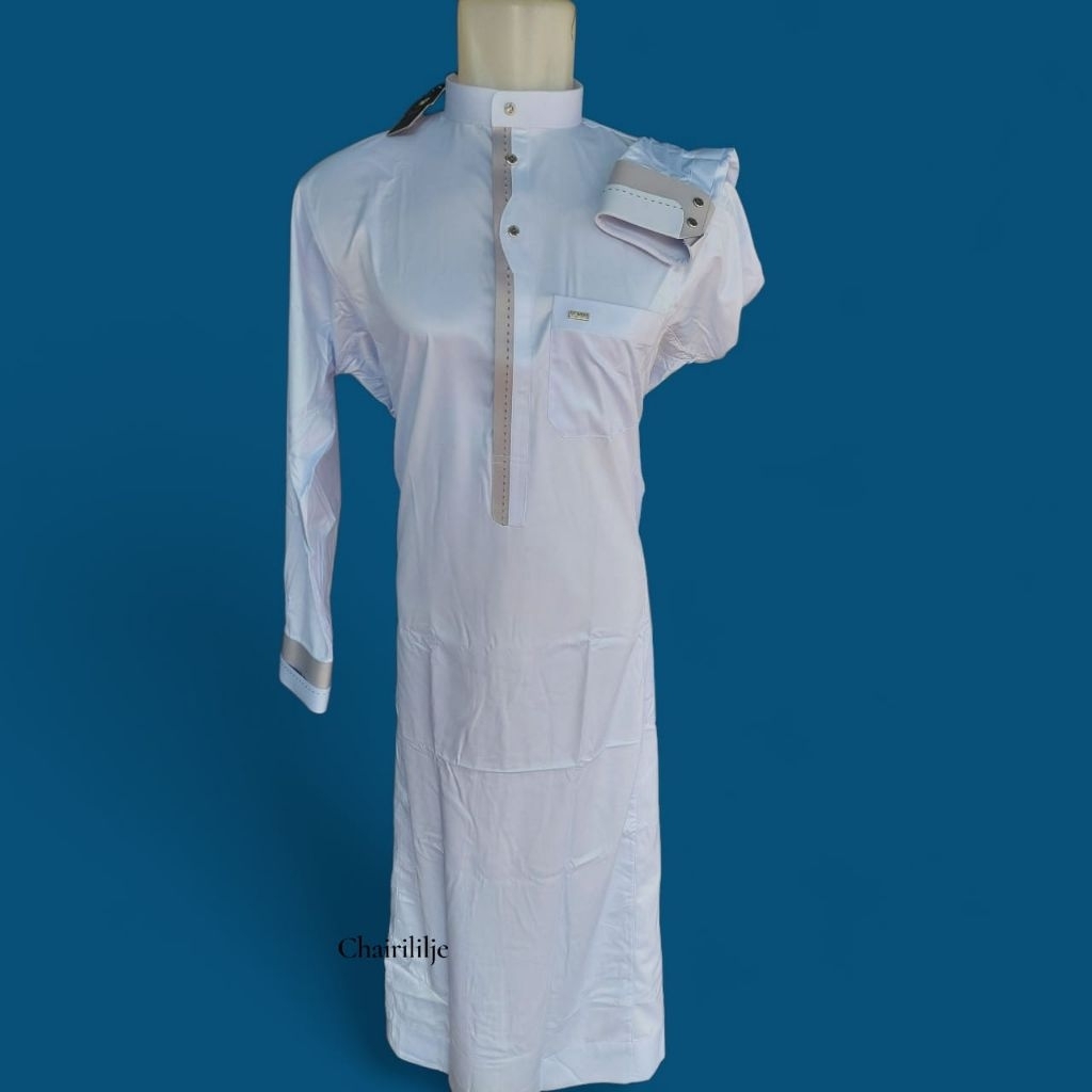 gamis al wafa licin satin mngkilap/jubah gamis putih al wafa