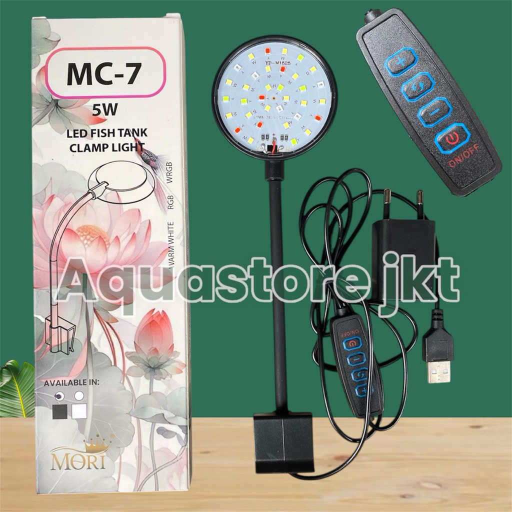 Lampu jepit aquarium 3 mode warna lampu aquarium aquascape bulat jepit