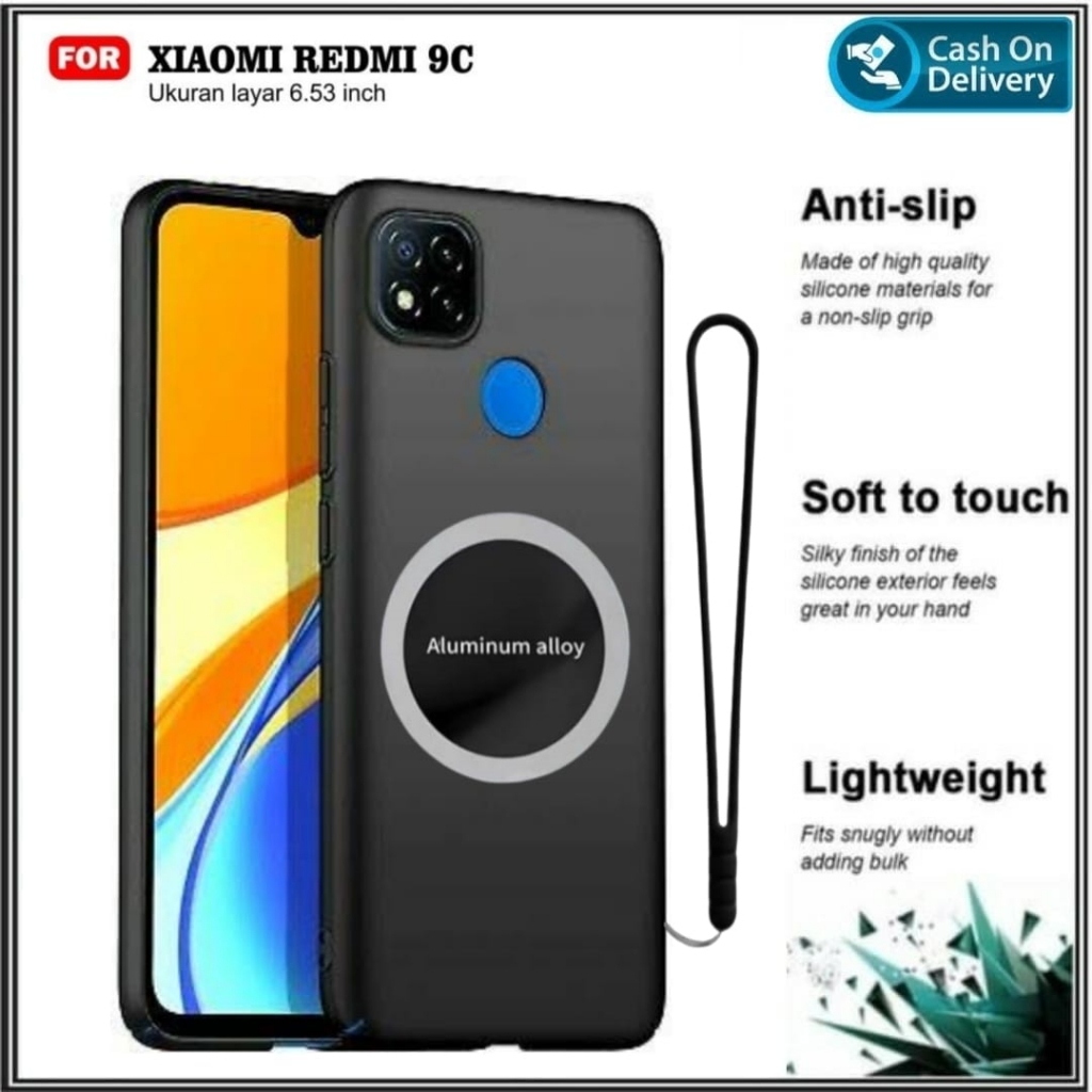 Soft Case Redmi 9C Soft Case Black Matte Premium & Magnetic Ring Cover