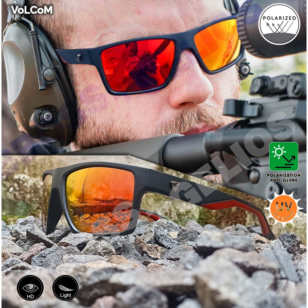 KACAMATA HITAM POLARIZED ORIGINAL PRIA MERAH API VOLCOM EAGLE FIRE ARMY SUNGLASSES POLAROID UNISEX B